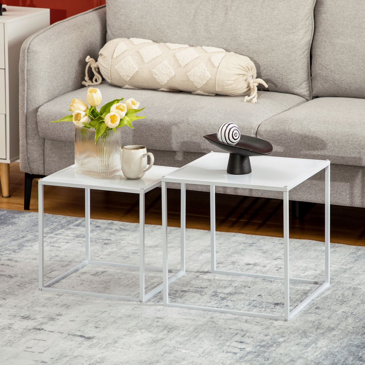 HOMCOM Nesting Tables Two Sizes Steel Frame Home - HOMCOM - Home Symphony