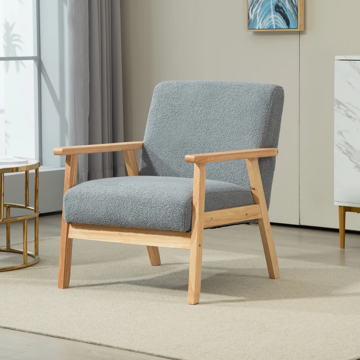 HOMCOM HOMCOM Accent Chair Wide Seat Cashmere Cushion Living Room - Accent Chair