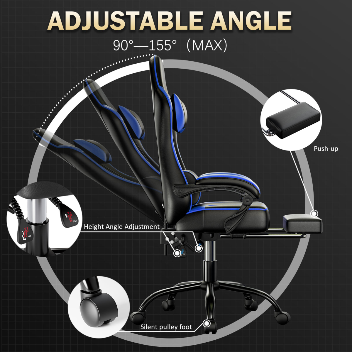 Premium Gaming Chair Height Adjustable With Footrest And Lumbar Support For Gamers And Office Use Pro - N/A - Home Symphony
