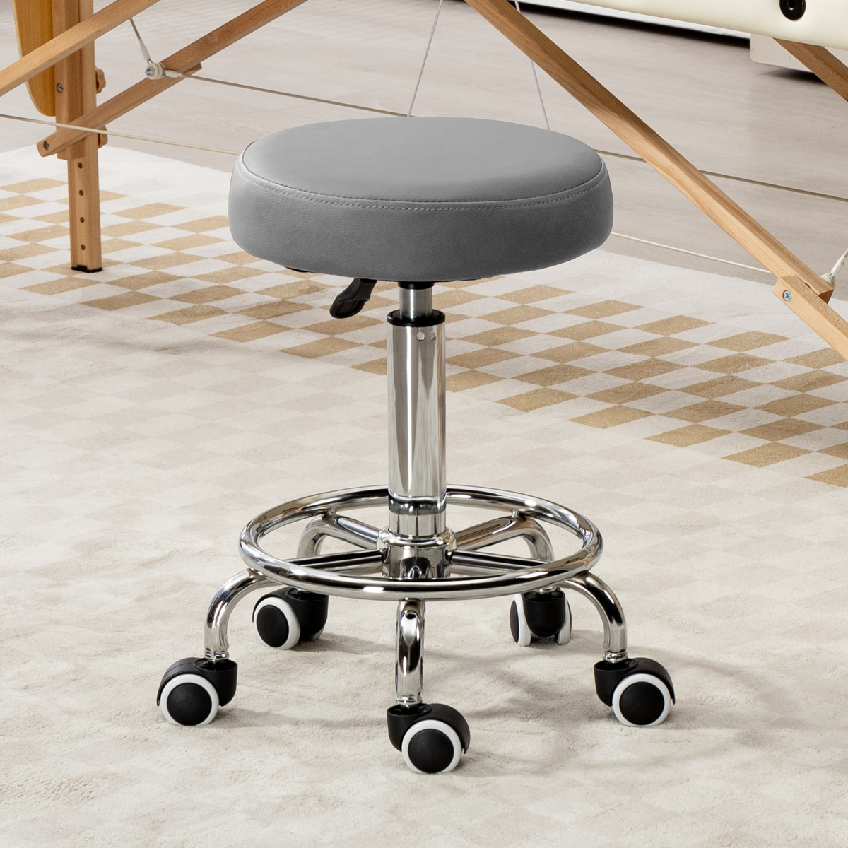 Vinsetto Stool Round PU Leather Adjustable Salon