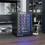 HOMCOM Freestanding Wine Cooler Fridge with Glass Door, 20 Bottle, LED Light - Wine Rack