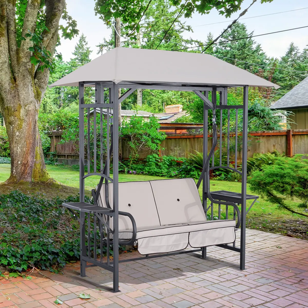 Outsunny Outsunny Outdoor Garden 2 Seater Canopy Swing Seat Porch Loveseat Hammock Chair - Hammocks