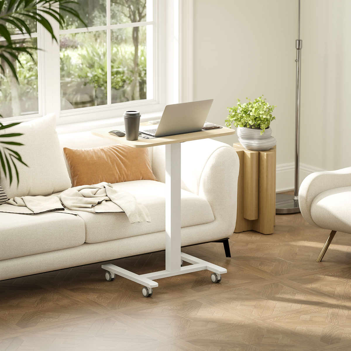 Vinsetto SitStand Desk 68-108cm Wheels HomeOffice