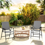 Outsunny Outsunny 2pcs Rattan Chair Foldable Garden Furniture w/ Armrest Grey - Folding Chairs