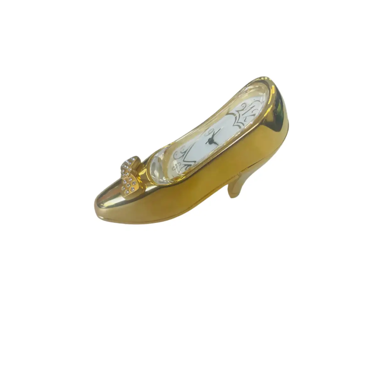 Miniature Miniature Clock Gold plated Stiletto Heel Solid Brass - NEEDS BATTERIES - Clock