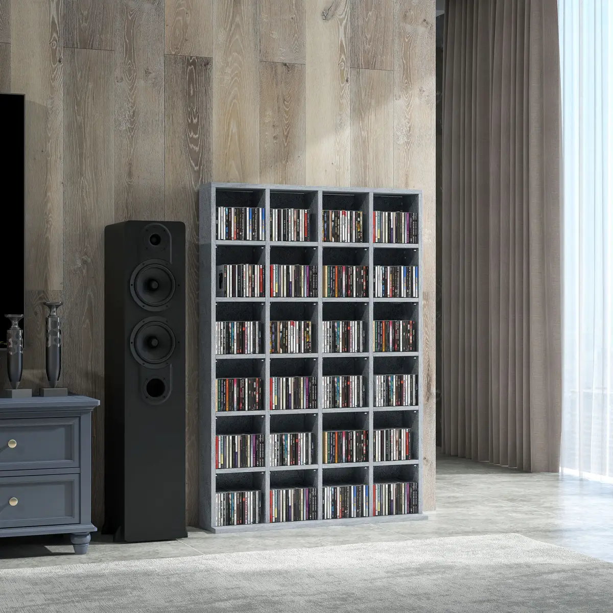HOMCOM HOMCOM DVD CD Media Storage Rack, Video Display Unit, 89 x 130.5 cm, Grey - Wine Rack