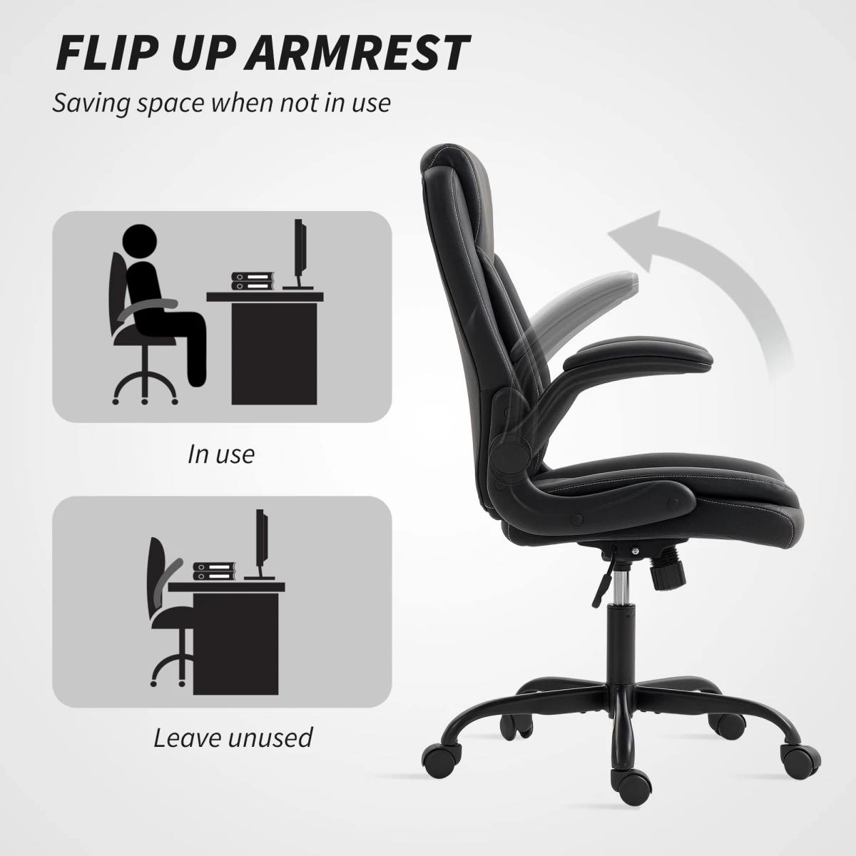 Premium Ergonomic Office Chair 47 To 57 Centimeters Height Adjustable Curved Back With Flip Up Armrests For Home Office by N/A