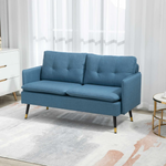 Premium Two Seat Tufted Blue Fabric Sofa For Living Room by HOMCOM