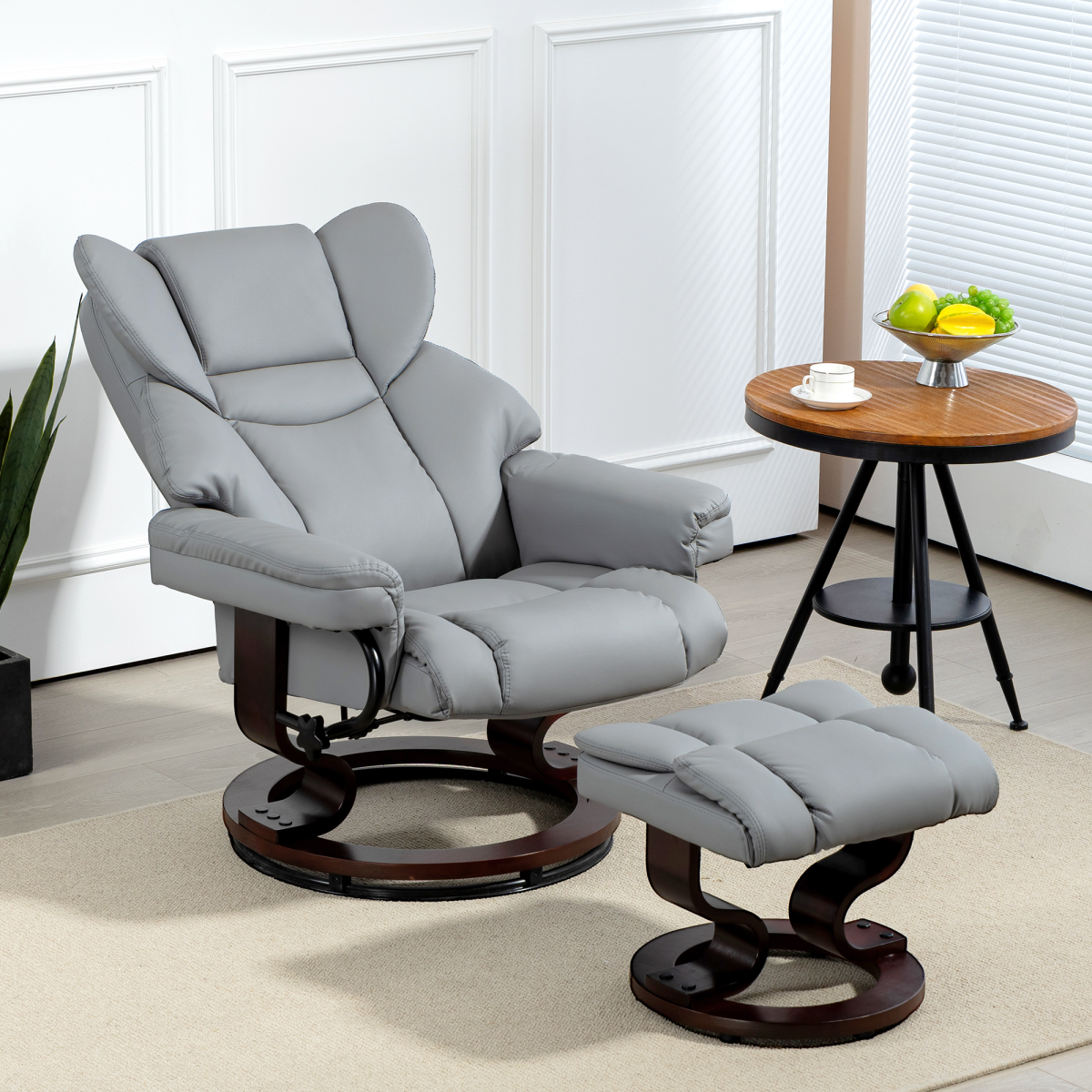 HOMCOM PU Leather Manual Reclining Armchair Compact Padded - HOMCOM - Home Symphony