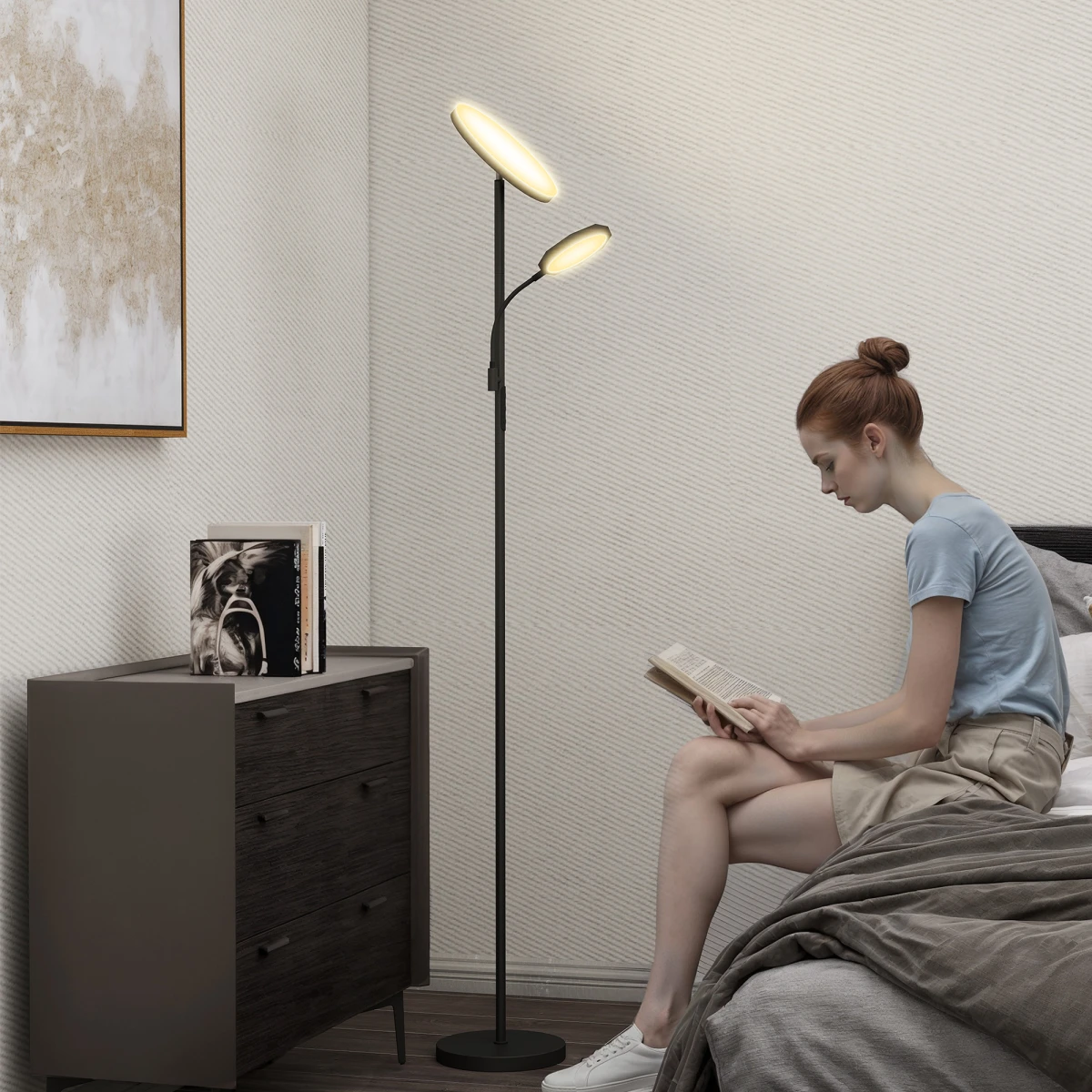 HOMCOM Floor Lamp 62 Inches with Adjustable Brightness for Modern Living Rooms by HOMCOM