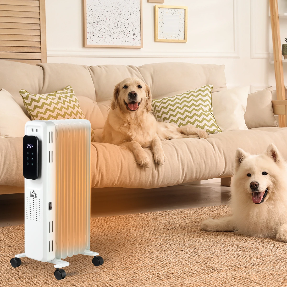 HomCom Oil Filled Radiator Tall LED Display 1630W 7 Fin With Eco Mode And 24 Hour Timer For Home Use by HOMCOM