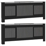 VidaXL Radiator Cover 142-205 cm Wide 20.5x81.5 cm Black Slatted Front 2-Piece for Living Rooms - vidaXL - Home Symphony