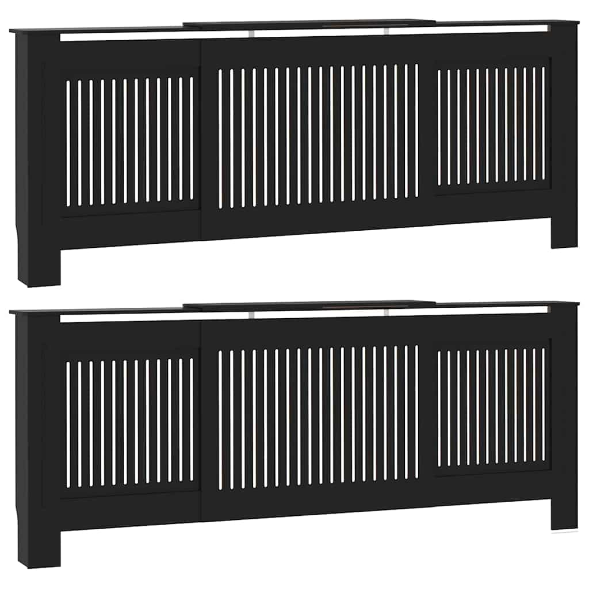 VidaXL Radiator Cover 142-205 cm Wide 20.5x81.5 cm Black Slatted Front 2-Piece for Living Rooms - vidaXL - Home Symphony