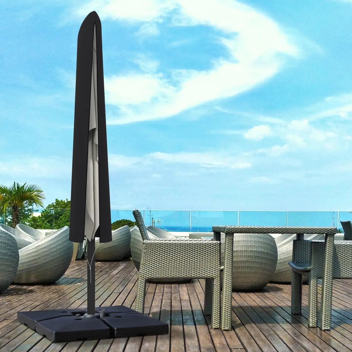 Outsunny Outsunny Garden Parasol Cover for 2-4m Outdoor Umbrella Protector w/ Rod, Zipper - Parasol