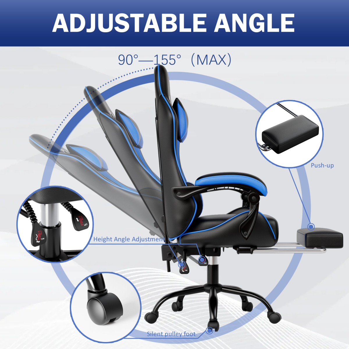 Home Symphony Pro Gaming Chair With Adjustable Lumbar Support For Adults, waterproof PU leather.