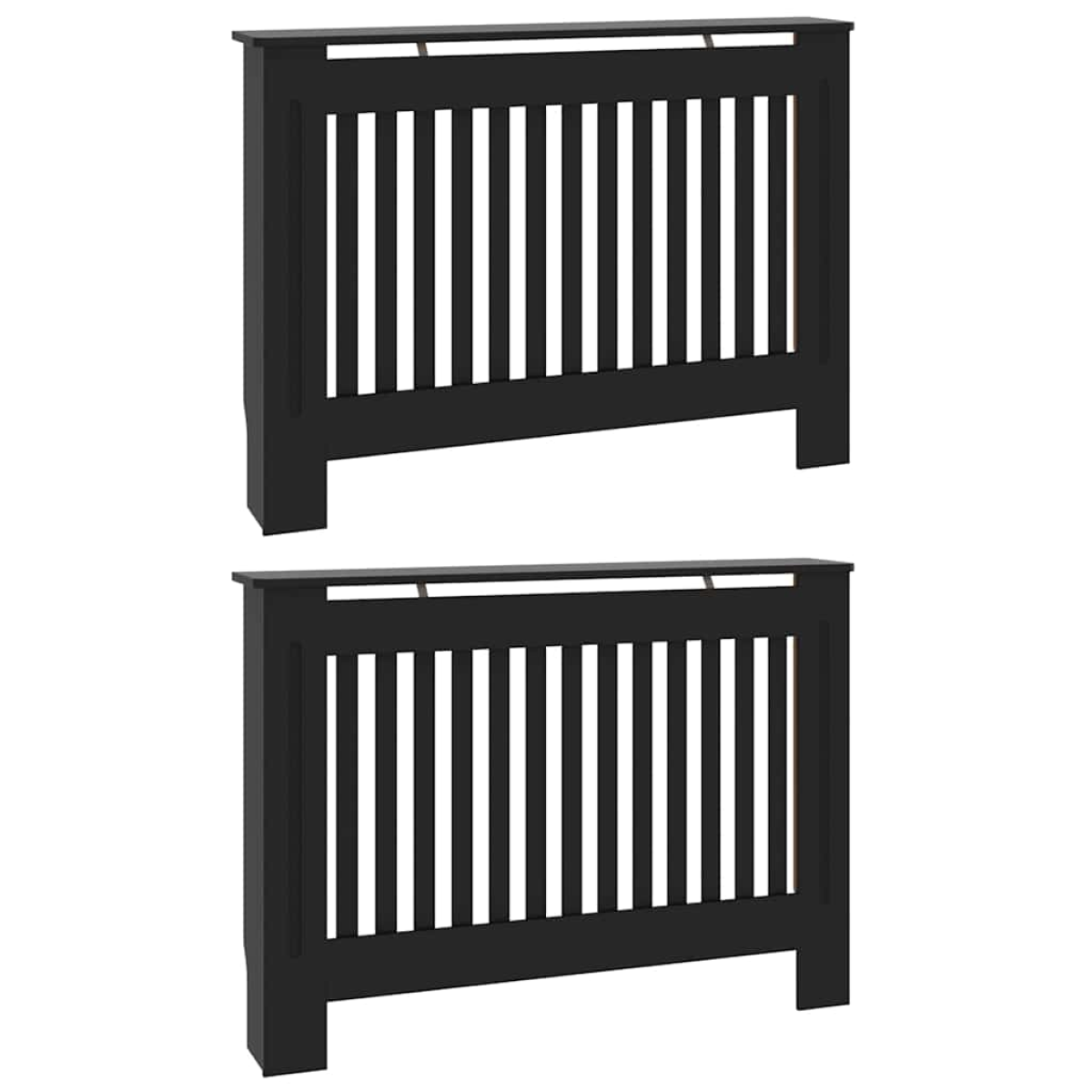 vidaXL Radiator Cover 112x19x81.5cm Black 2pc