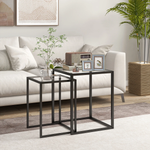 HOMCOM Nesting Tables 2 Tempered Glass Home by HOMCOM