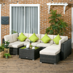 Outsunny Outsunny 8 Pieces Patio Rattan Sofa Set Garden Furniture Set for Outdoor Brown - Garden Sofa Sets