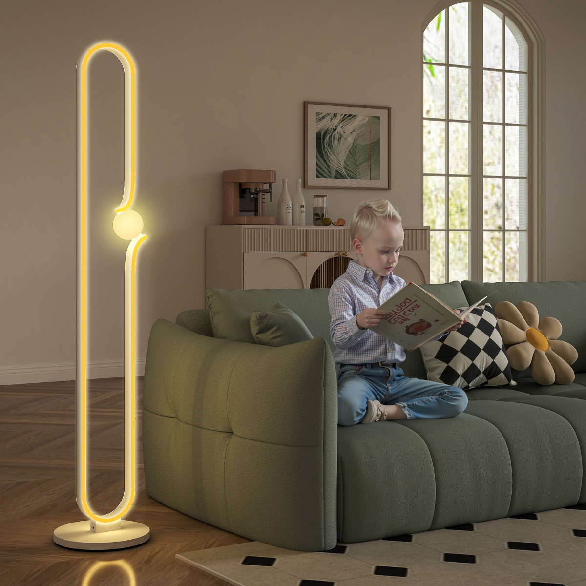 Premium Floor Lamp Tall LED Note Shade Home - N/A - Home Symphony