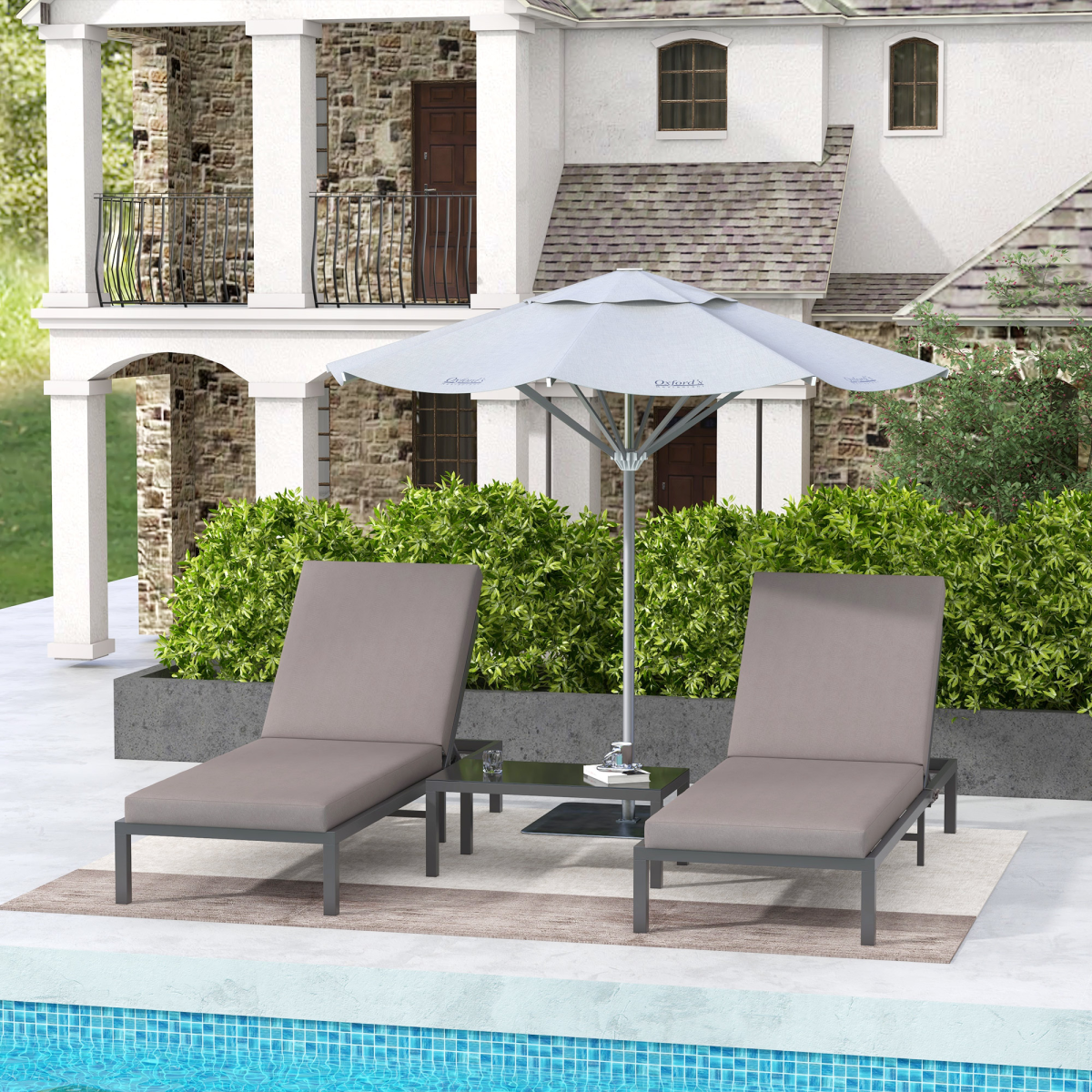 Outsunny Rattan Lounge Set 3 Piece Five Position Garden - Outsunny - Home Symphony