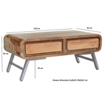 Handcrafted Aspen Coffee Table Two Tone Solid Wood with Two Drawers for Living Room by Indian Hub