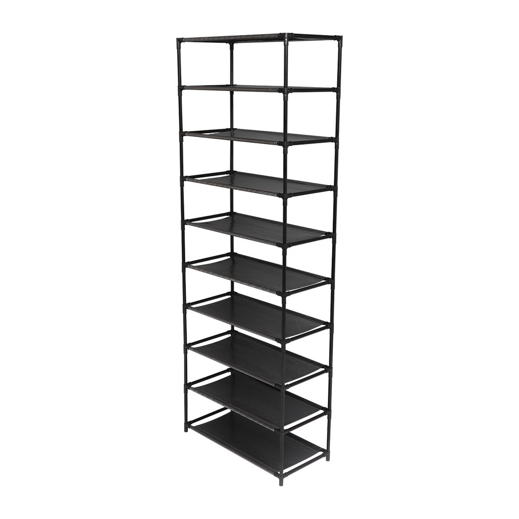 10 Tier Stackable Shoe Rack Storage Shelves - Stainless Steel Frame Holds 50 Pairs Of Shoes - N/A - Home Symphony
