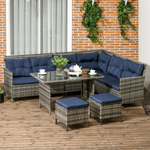 Outsunny Outsunny 6 PCs Patio wicker Sofa Set Rattan Chair Furniture w/ Glass & Cushioned - Garden Sofa Sets