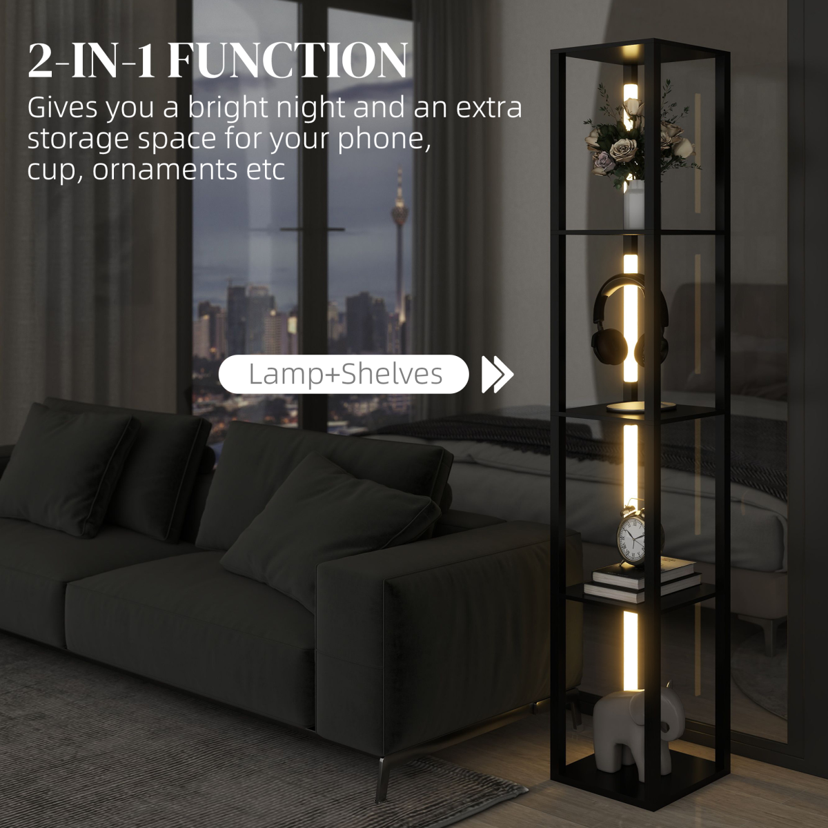 Premium Floor Lamp 4Tier Shelf Warm Glow Home - N/A - Home Symphony