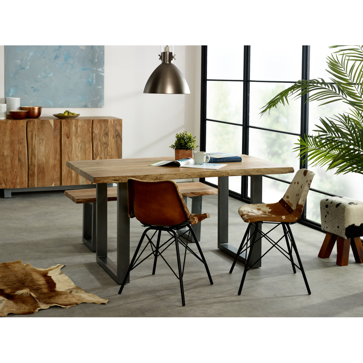 Baltic Dining Table 1.5m Live Edge With Metal Legs Modern - Indian Hub - Home Symphony