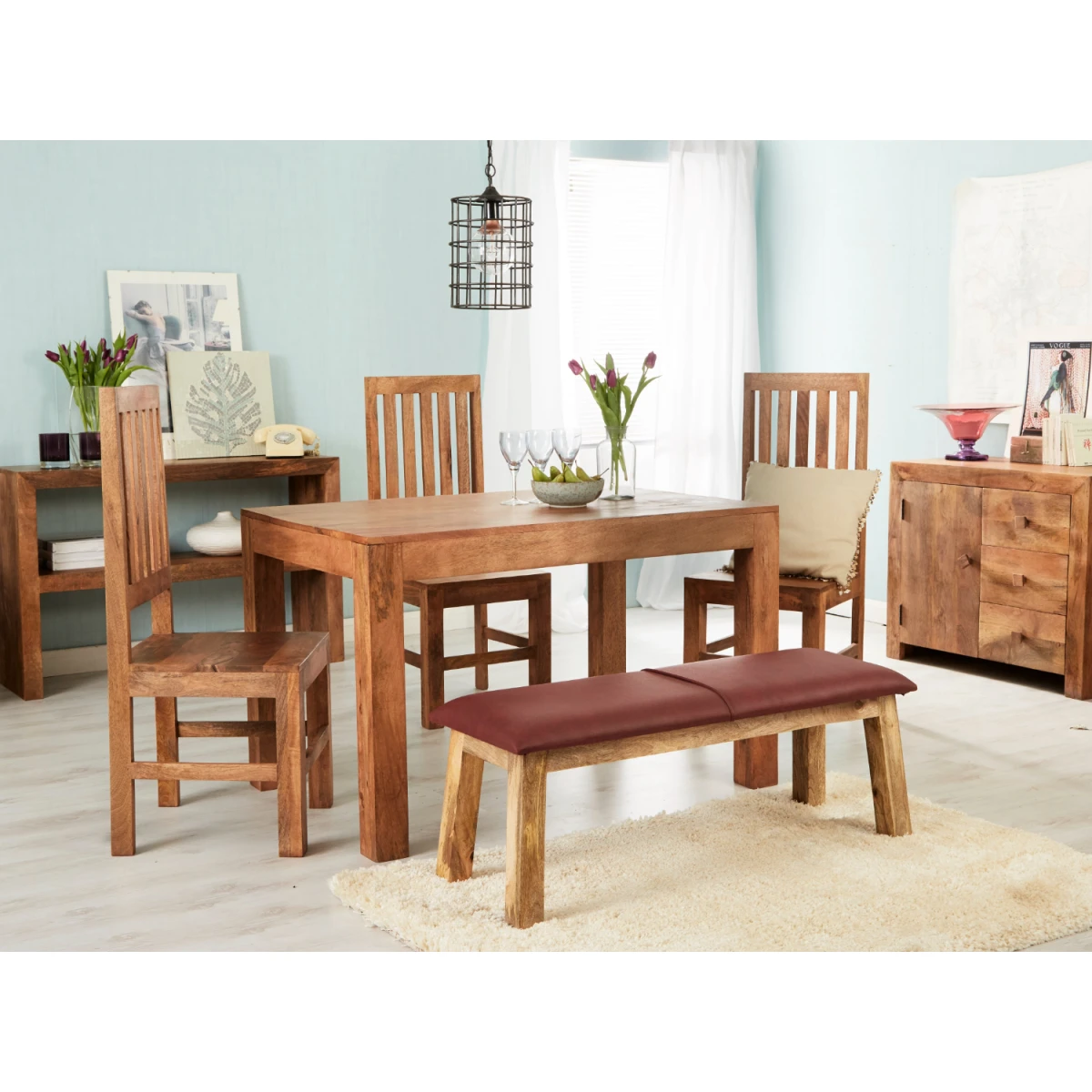 Toko Light Mango Small Dining Table Solid Mango Wood Home by Indian Hub