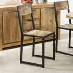Indian Hub Cosmo Industrial Metal & Wood Dining Chair (Set of 2) - Dining Chairs