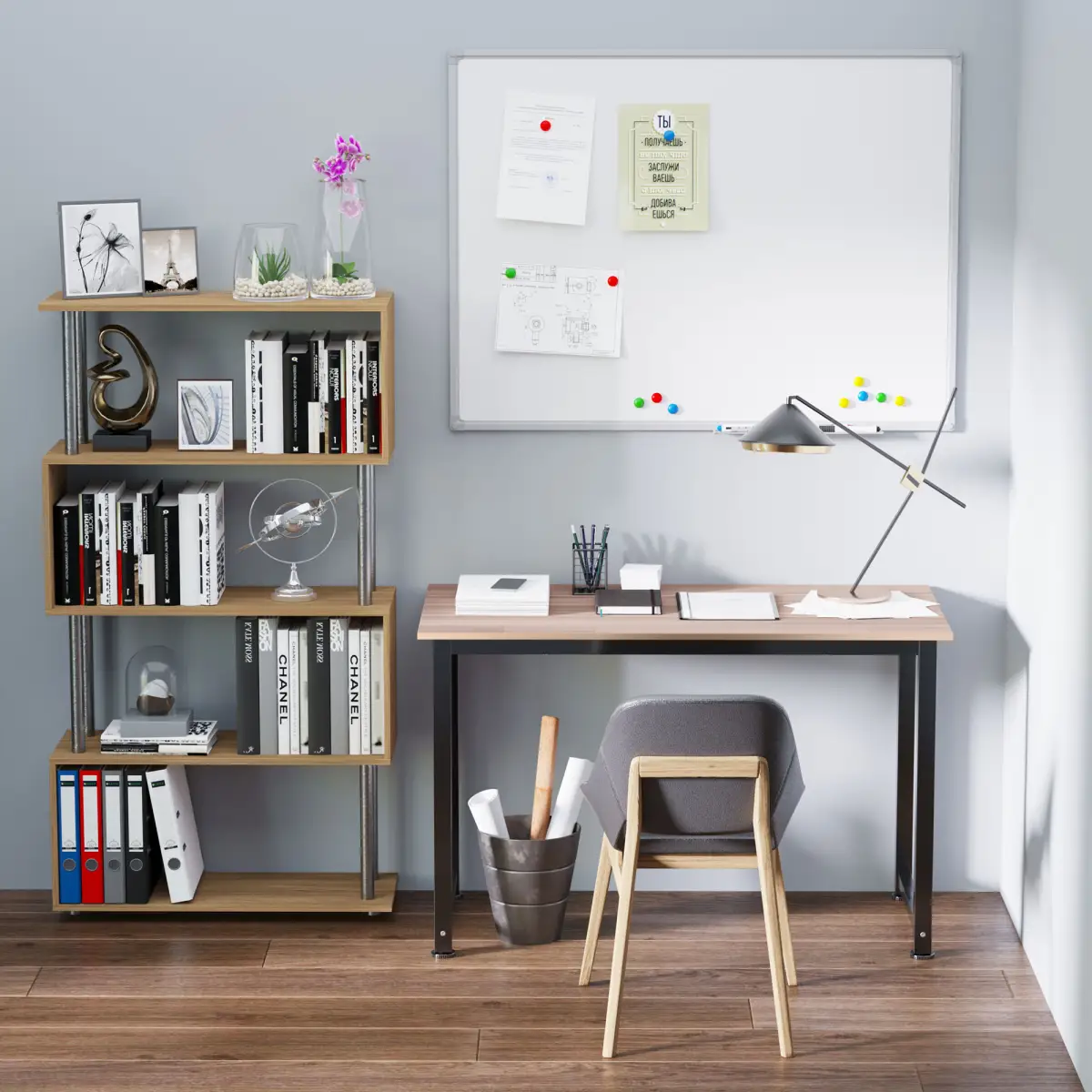 HOMCOM Computer Desk W/ Black Metal Frame MDF, 120W x 60D x 76Hcm-Oak Grain Tone - Desk