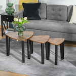 Premium Walnut Triangular Stackable Coffee Table Set V Shaped Metal Legs Living Rooms by HOMCOM