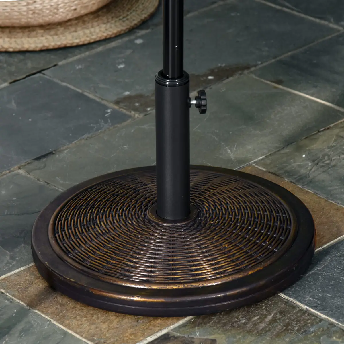 Outsunny Outsunny Cantilever Offset Umbrella Base Cement Parasol Stand, Black - Parasol