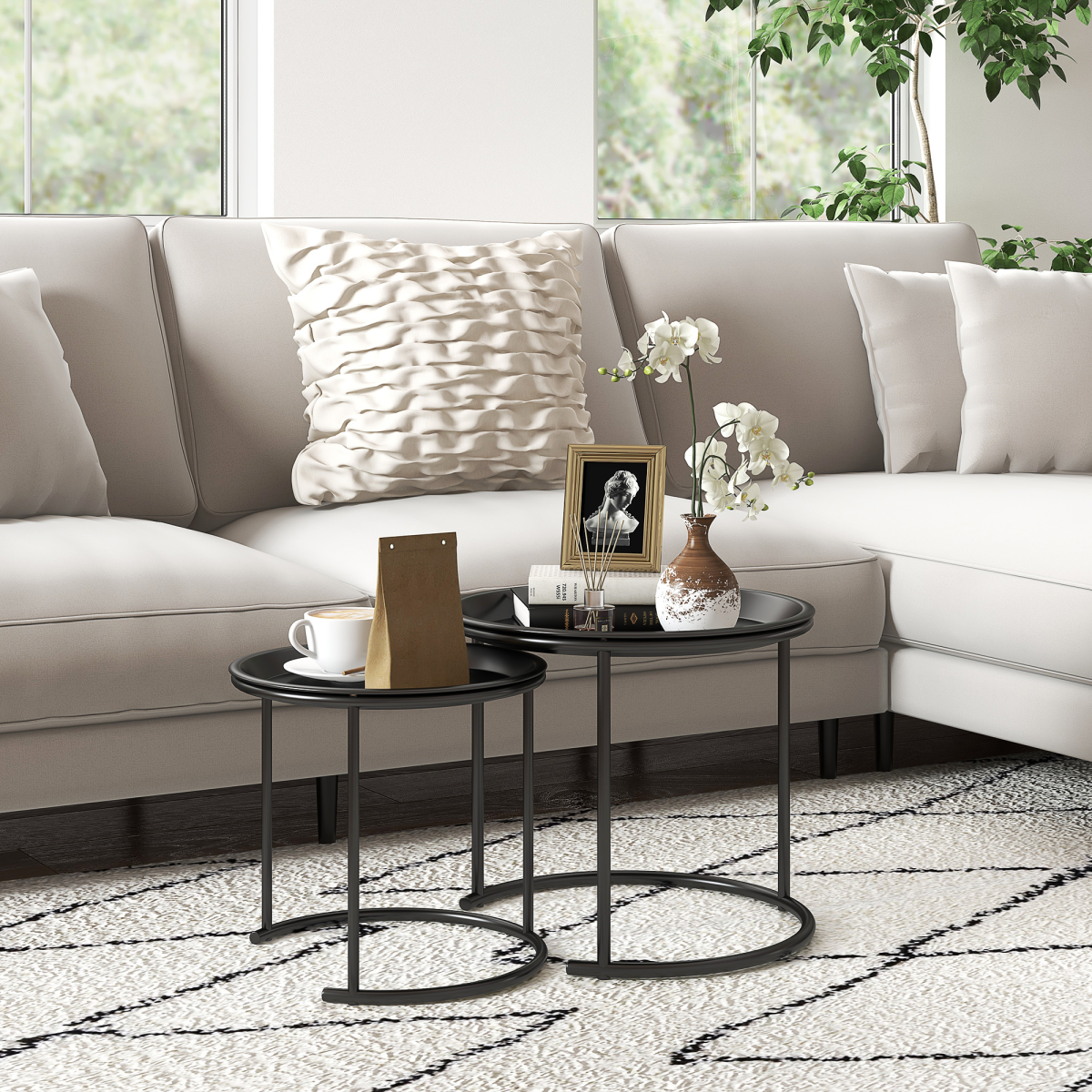 HOMCOM Nesting Tables Tray Removable Living Room - HOMCOM - Home Symphony