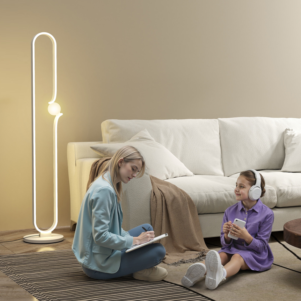 Brighten your space with the HOMCOM Dimmable LED Floor Lamp with Glass Night Light, Foot Switch, White, perfect for cozy moments.