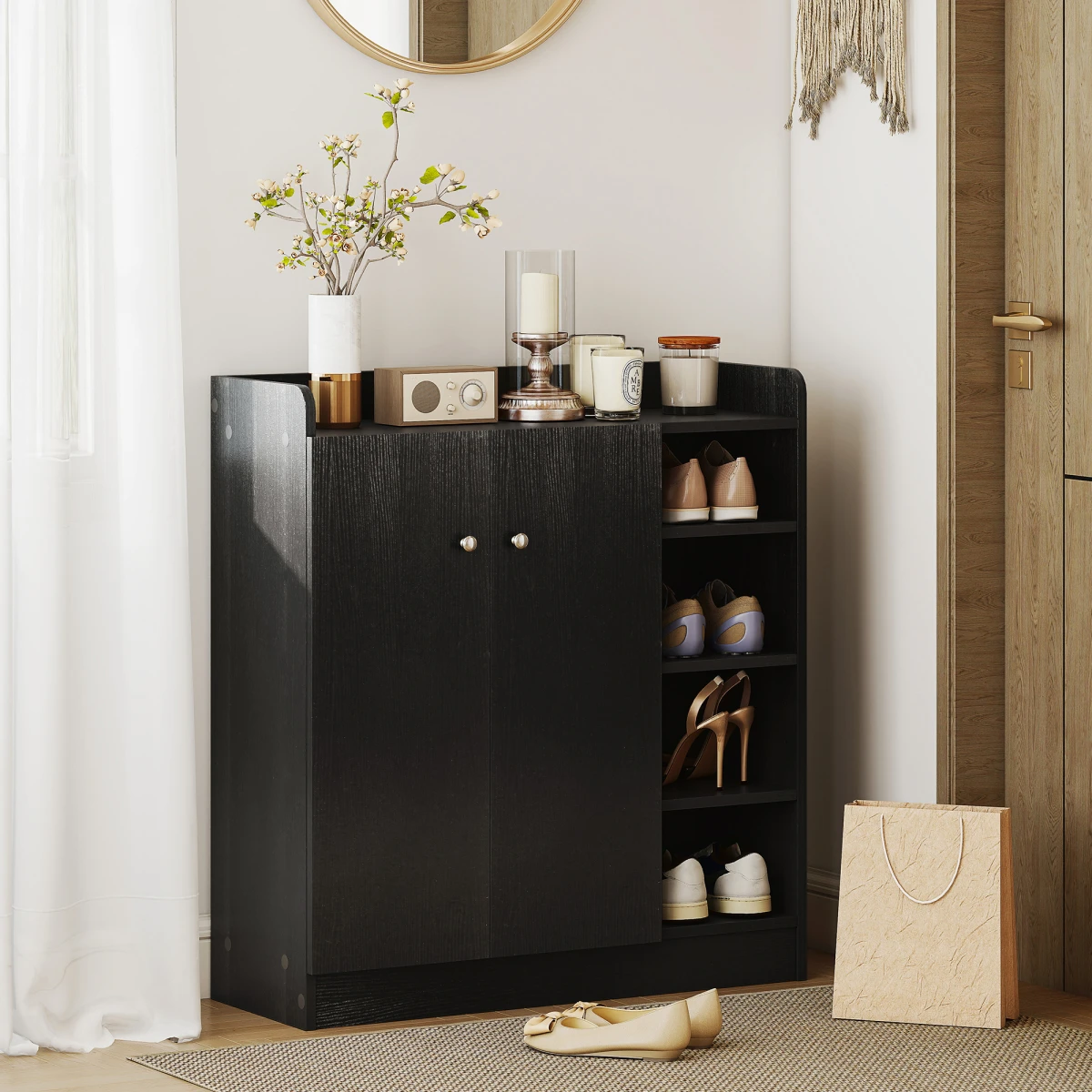 HOMCOM HOMCOM Shoe Cabinet 4-Tier Adjustable Entryway - Shoe Storage