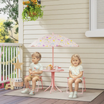 AIYAPLAY AIYAPLAY Kids Garden Table and Chair Set, Outdoor Patio Set w/ Parasol, Pink - Picnic Tables