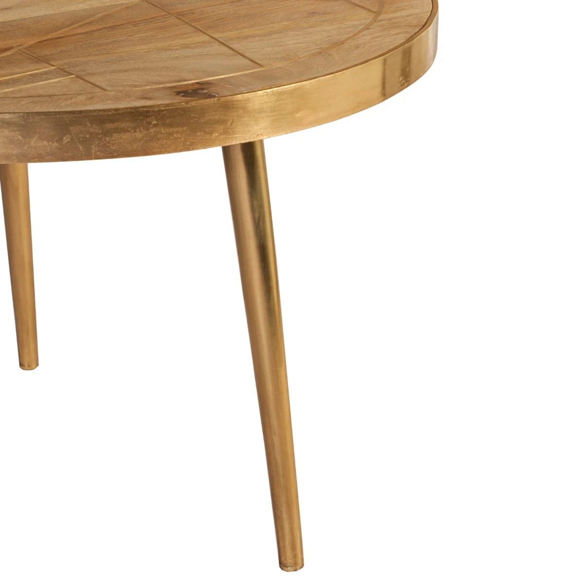 Indian Hub LightGold Coffee Table 32in MetalInlay Livingroom - Coffee Table