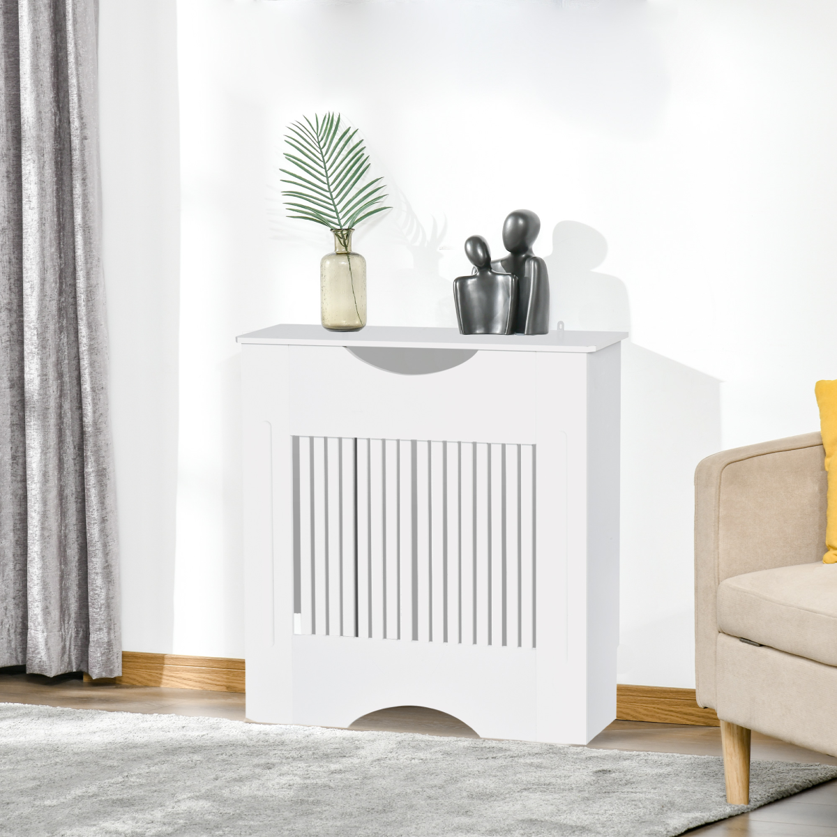 HOMCOM Radiator Cover Slatted Front White Home