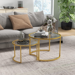 HOMCOM Nesting Tables GlassTop TwoSize LivingRoom - HOMCOM - Home Symphony