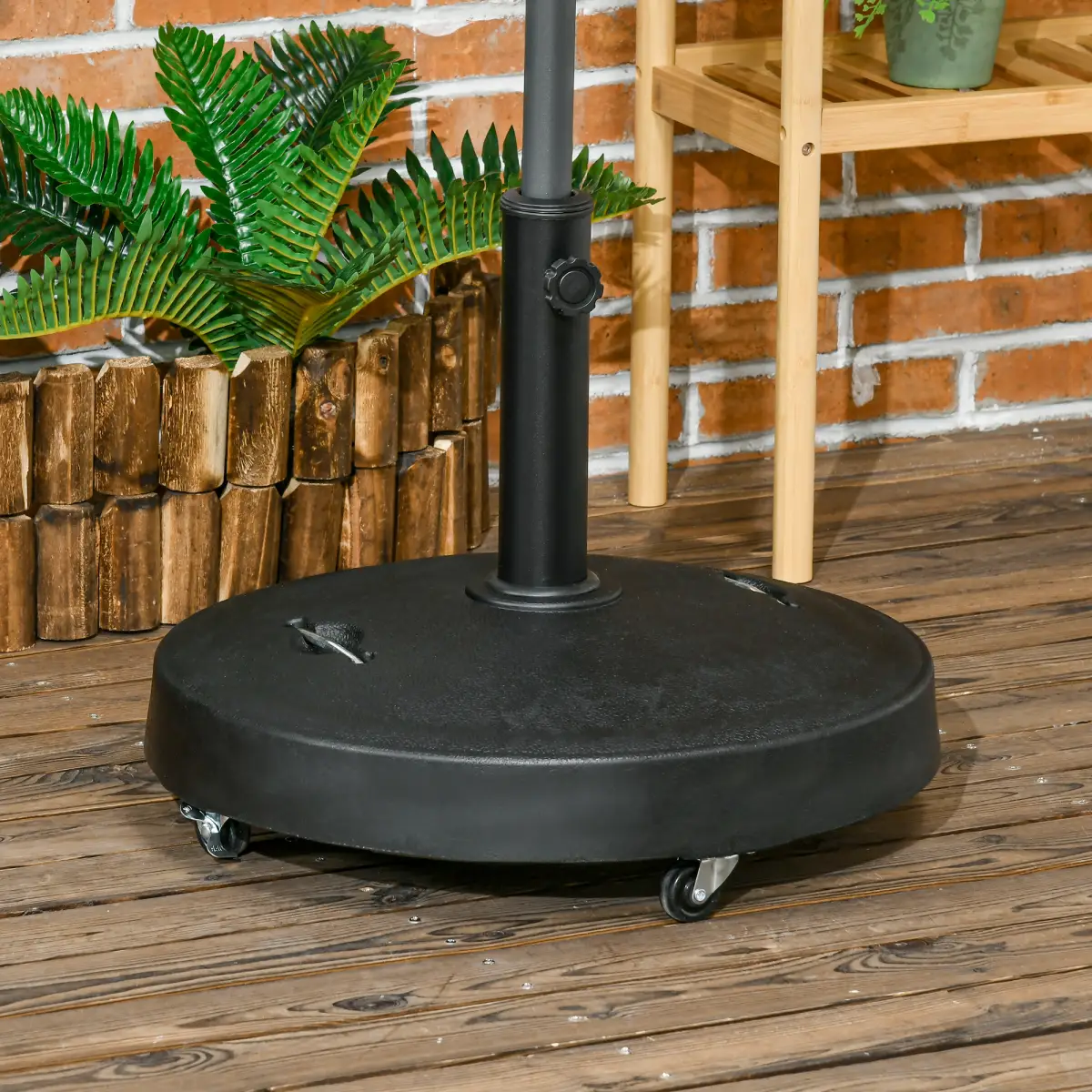 Outsunny Outsunny 23.5kg Round Resin Garden Parasol Base for Poles of 38mm-48mm - Parasol