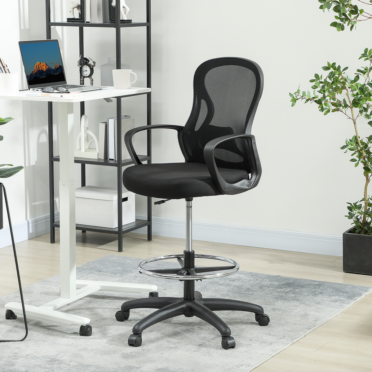 Vinsetto Mesh Office Chair Adjustable Height With Lumbar Support For Home Office Use