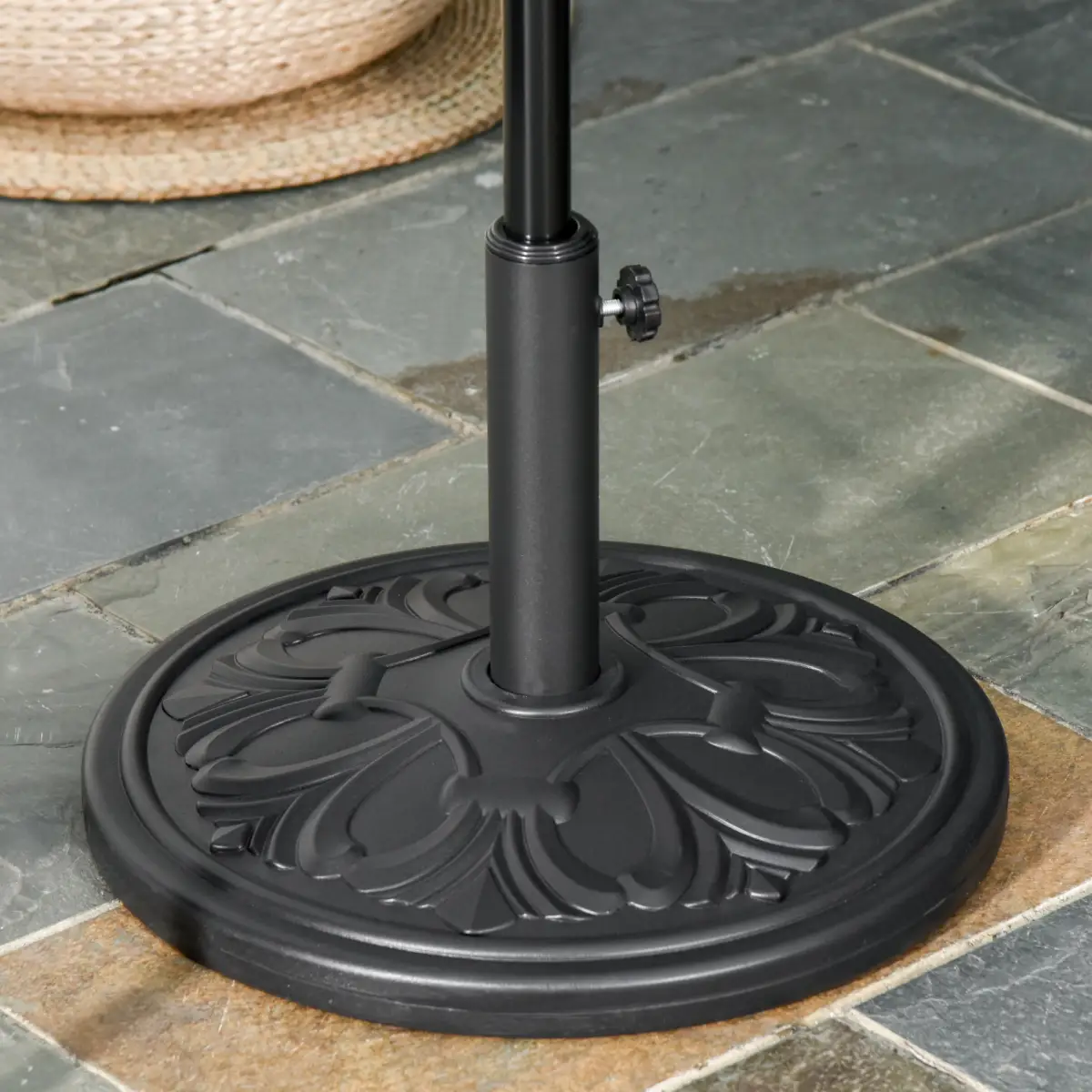 Outsunny Round Parasol Base Heavy Duty Cement Stand Umbrella Holder Garden - Parasol