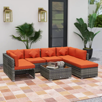 Outsunny Outsunny 8 Pieces Patio Rattan Sofa Set Outdoor Garden Furniture Set Orange - Garden Sofa Sets
