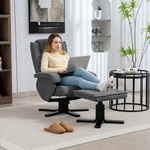HOMCOM Velvet Recliner Medium Footstool 135 Degree Home in charcoal grey; user lounging with laptop in living room.