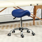 HOMCOM Saddle Stool 49-61cm Blue PU Leather 5-Wheel Base for Salons and Home Beauty by HOMCOM