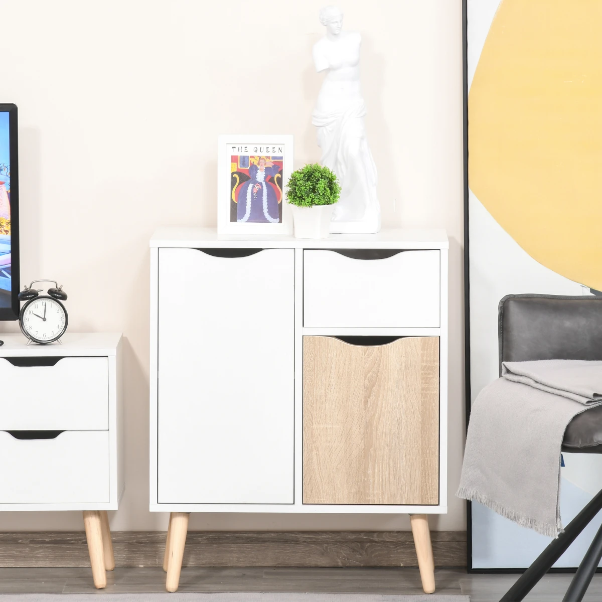 Scandi Floor Cabinet Compact ThreeSection Bedroom by Unbranded