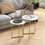 HOMCOM HOMCOM Nesting Coffee Tables Set of 2 With Marble Look Tops and Gold Frames for Modern Living Room - Coffee Table