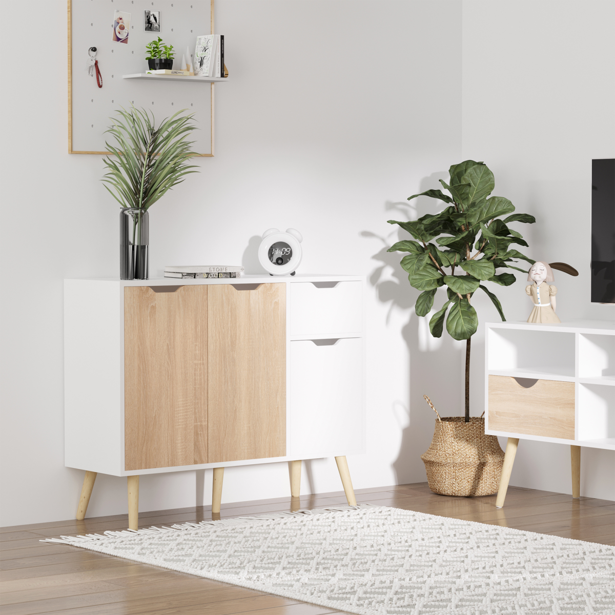 Modern Scandi Sideboard With Four Compartments - Unbranded - Home Symphony